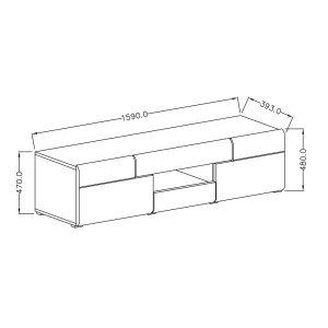 Meuble TV 160cm collection OHIO. Éclairage LED intégré. Coloris gris anthracite et chêne.