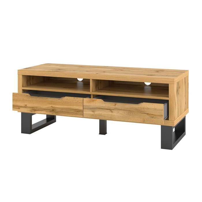 Meuble TV 120cm collection MILO. Coloris chêne. Style design.