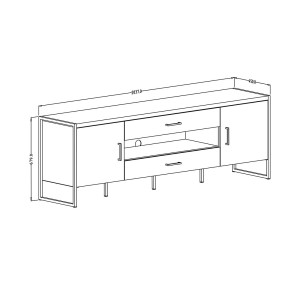 Meuble TV 200cm style industriel avec LED. Collection ANAFI. Coloris épicéa et noir