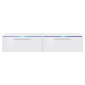 Meuble TV 160cm Collection RIO. 1 porte abattante, coloris blanc brillant. Style design.