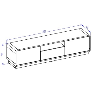 Meuble TV 180cm collection VILLA. Couleur chêne et noir mat. LED intégrée