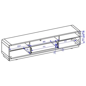 Meuble TV 200cm collection VILLA. Couleur chêne et noir mat. LED intégrée