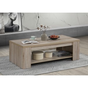 Table basse style rustique 120x90 collection VERMONT effet chêne