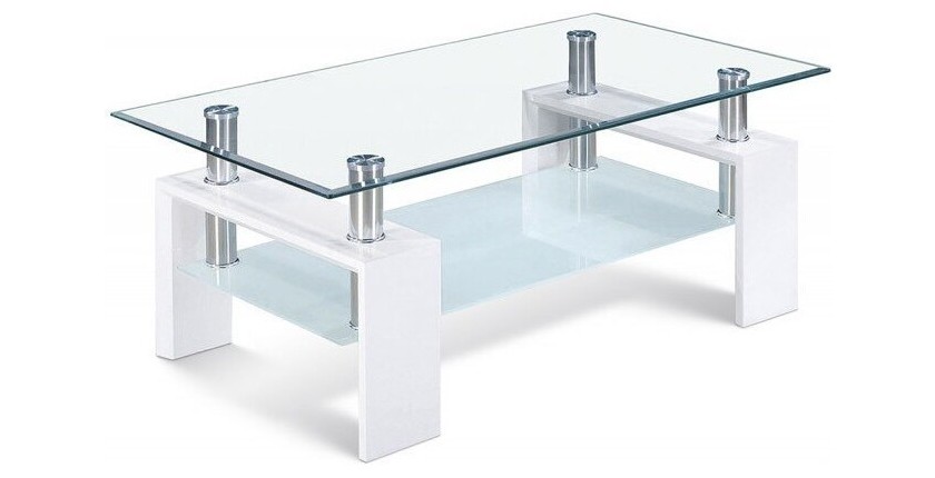 Table basse collection MAGY. Meuble type CONTEMPORAIN coloris blanc.