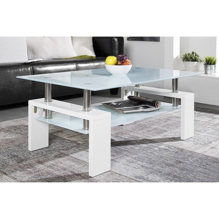 Table basse collection MAGY. Meuble type CONTEMPORAIN coloris blanc.