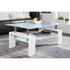 Table basse collection MAGY. Meuble type CONTEMPORAIN coloris blanc.