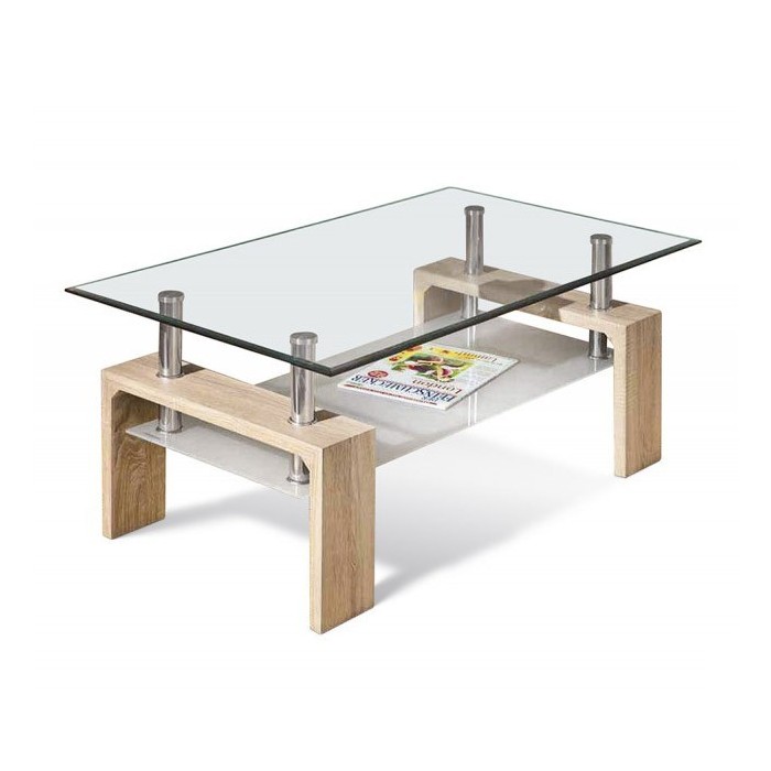 Table basse collection MAGY. Meuble type CONTEMPORAIN coloris chêne.