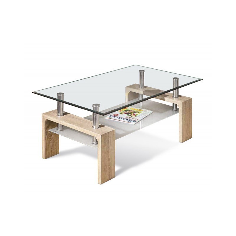 Table basse collection MAGY. Meuble type CONTEMPORAIN coloris chêne.