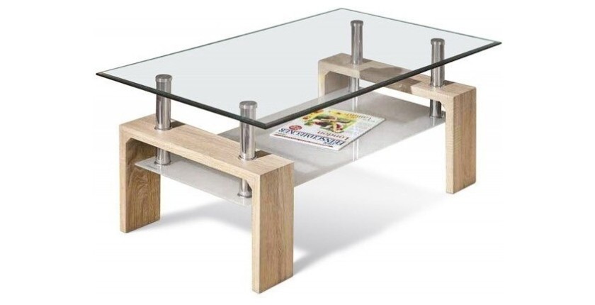 Table basse collection MAGY. Meuble type CONTEMPORAIN coloris chêne.
