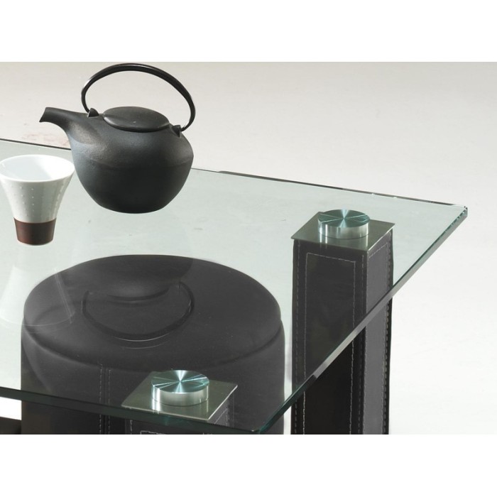 Table basse avec 6 poufs collection JULIA. Meuble type CONTEMPORAIN coloris noir