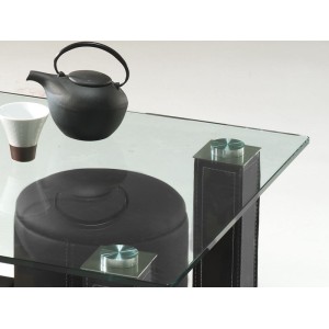 Table basse avec 6 poufs collection JULIA. Meuble type CONTEMPORAIN coloris noir