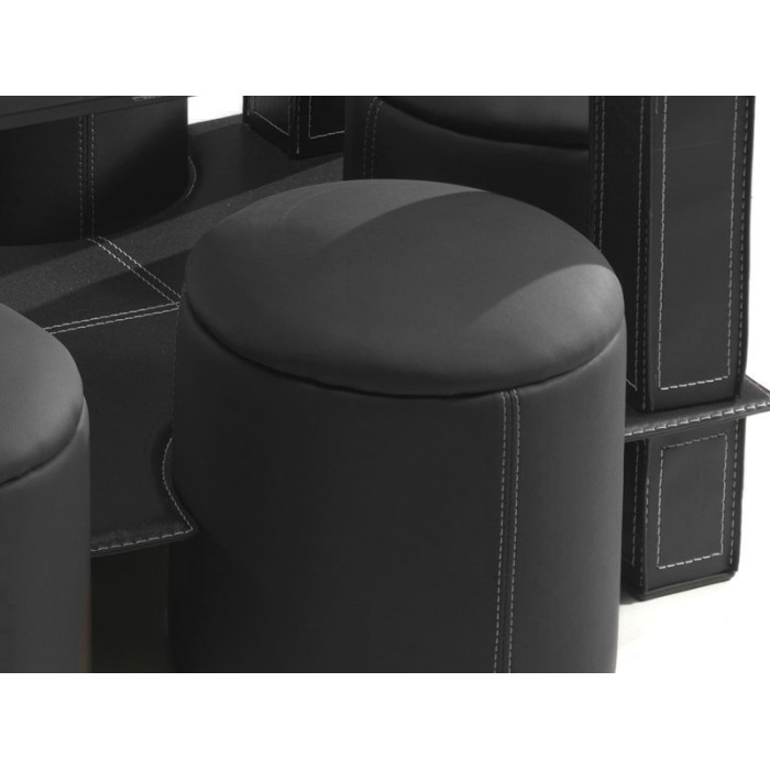 Table basse avec 6 poufs collection JULIA. Meuble type CONTEMPORAIN coloris noir