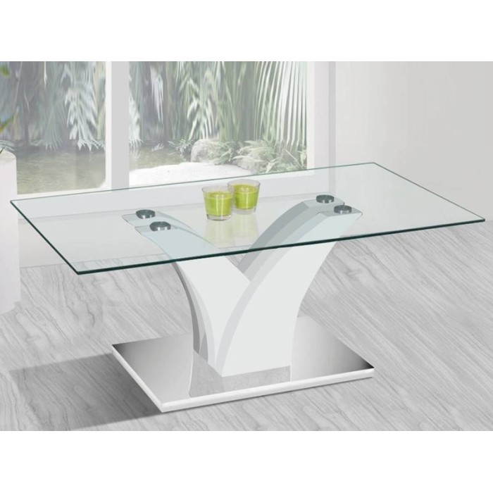 Table basse ALVARA 110x60. Blanc laqué