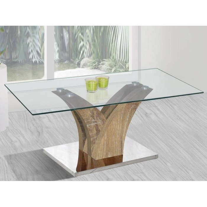 Table basse ALVARA 110x60. Effet chêne
