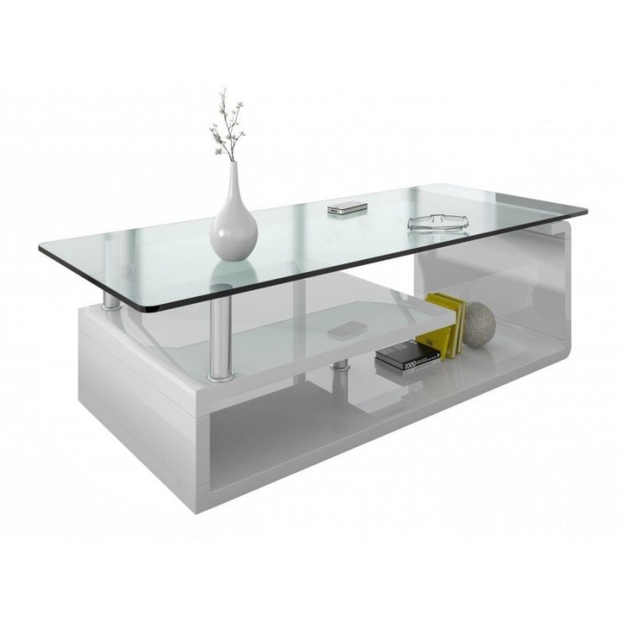 Table basse collection GOLDY. Meuble type CONTEMPORAIN coloris blanc.