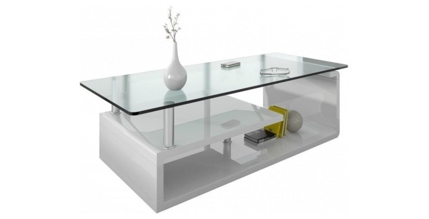Table basse collection GOLDY. Meuble type CONTEMPORAIN coloris blanc.