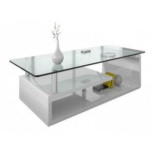Table basse collection GOLDY. Meuble type CONTEMPORAIN coloris blanc.