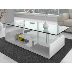 Table basse collection GOLDY. Meuble type CONTEMPORAIN coloris blanc.