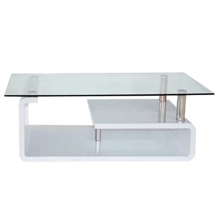 Table basse collection GOLDY. Meuble type CONTEMPORAIN coloris blanc.