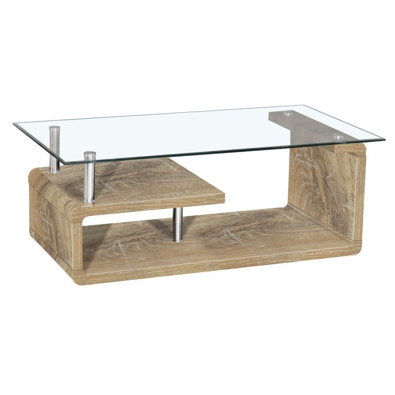 Table basse collection GOLDY. Meuble type CONTEMPORAIN effet chêne.