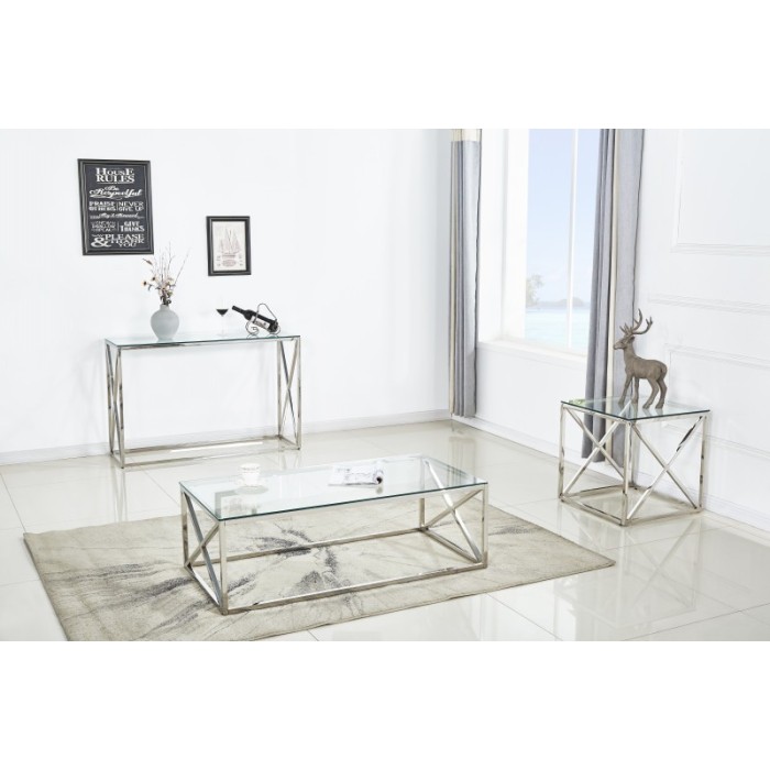 Table basse couleur argent collection MERCURE. Meuble design pour salon