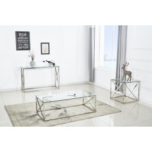 Table basse couleur argent collection MERCURE. Meuble design pour salon