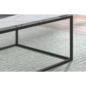 Table basse collection OREGON. Meuble style industriel effet marbre blanc.