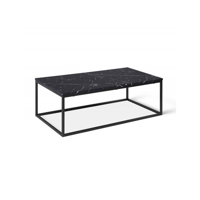 Table basse collection OREGON. Meuble style industriel effet marbre noir.