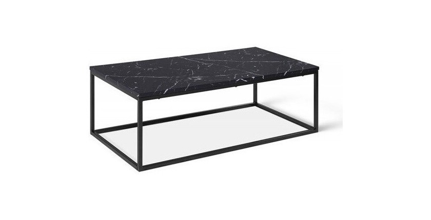 Table basse collection OREGON. Meuble style industriel effet marbre noir.
