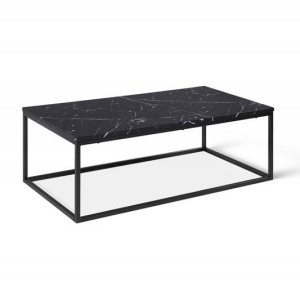 Table basse collection OREGON. Meuble style industriel effet marbre noir.