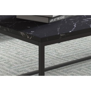 Table basse collection OREGON. Meuble style industriel effet marbre noir.