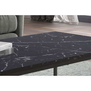 Table basse collection OREGON. Meuble style industriel effet marbre noir.