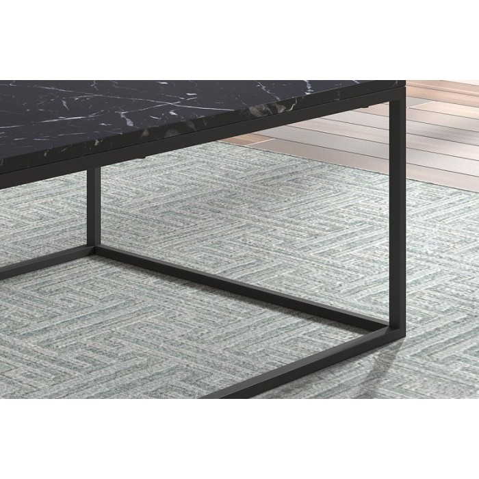 Table basse collection OREGON. Meuble style industriel effet marbre noir.