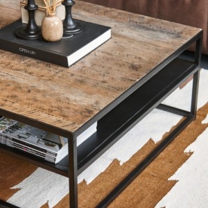 Table Basse carrée MODENE en bois massif (90x90cm). Meuble style industriel