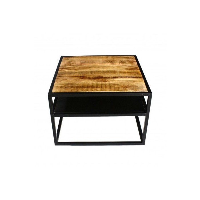 Table Basse carrée MODENE en bois massif (90x90cm). Meuble style industriel