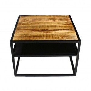 Table Basse carrée MODENE en bois massif (90x90cm). Meuble style industriel