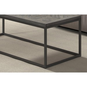 Table basse rectangulaire MADERE en bois massif et finition grise - 120x60. Meuble style industriel