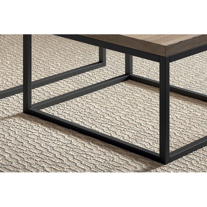 Table d'appoint style industriel HELLINGTON effet chêne foncé - Table basse - Ensemble 3 pièces