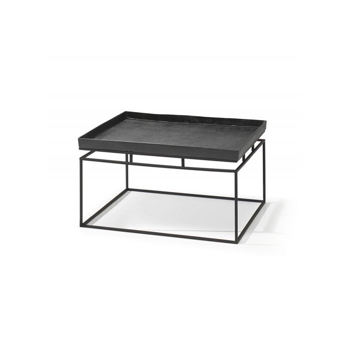 Table basse carrée en métal style industriel collection MILLER. Coloris noir.
