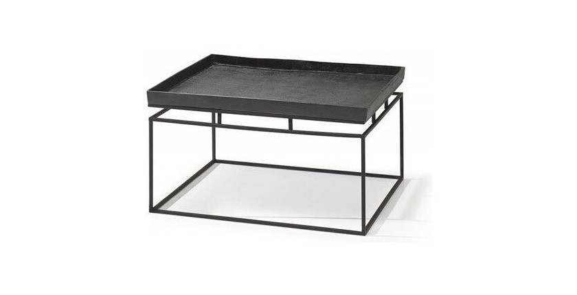 Table basse carrée en métal style industriel collection MILLER. Coloris noir.