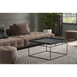 Table basse carrée en métal style industriel collection MILLER. Coloris noir.