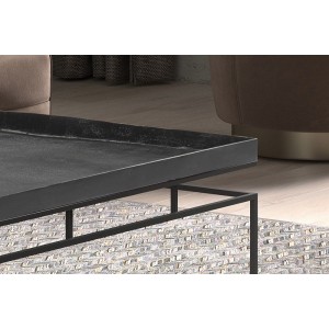 Table basse carrée en métal style industriel collection MILLER. Coloris noir.