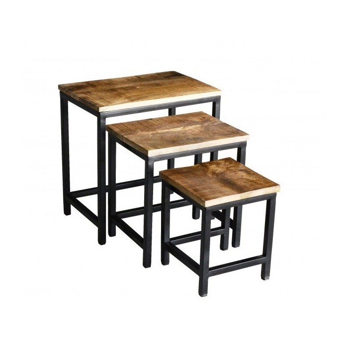 Tables d'appoint gigognes rectangulaires en bois massif collection ANKARA.