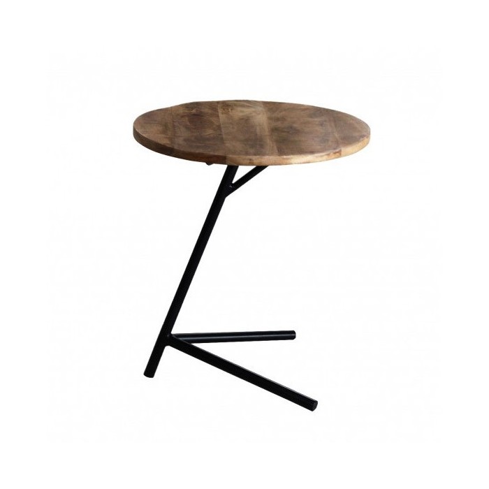 Table d'appoint design collection VERSO structure en métal et plateau en bois exotique