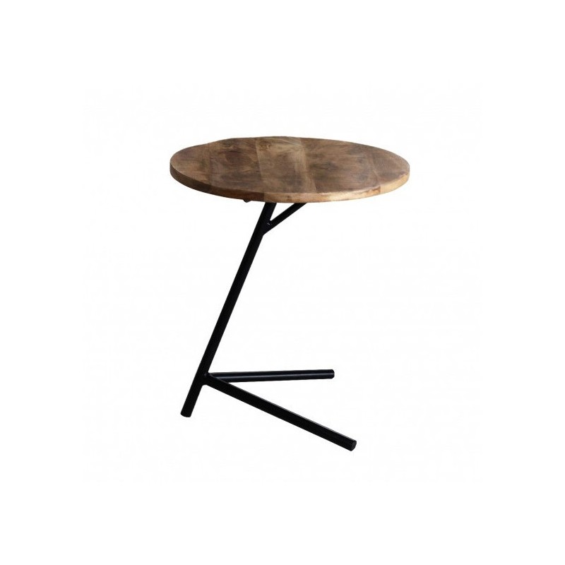 Table d'appoint design collection VERSO structure en métal et plateau en bois exotique