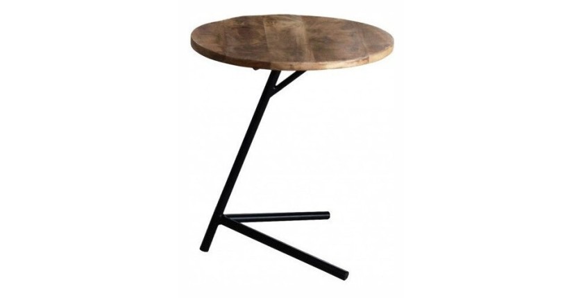 Table d'appoint design collection VERSO structure en métal et plateau en bois exotique
