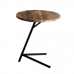 Table d'appoint design collection VERSO structure en métal et plateau en bois exotique