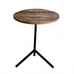 Table d'appoint design collection VERSO structure en métal et plateau en bois exotique