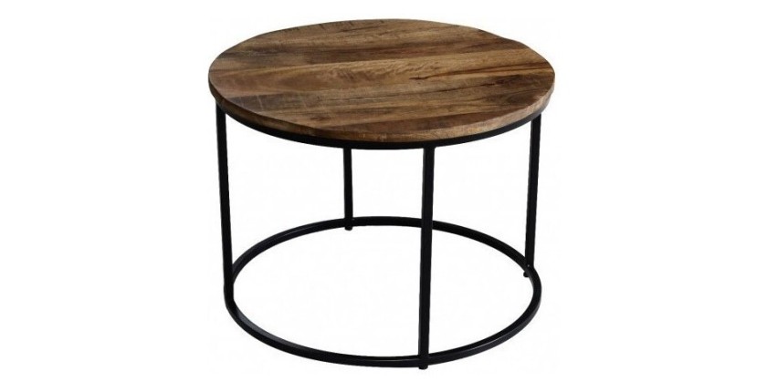 Table d'appoint design collection LAGON structure en métal et plateau en bois massif