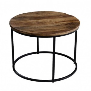 Table d'appoint design collection LAGON structure en métal et plateau en bois massif